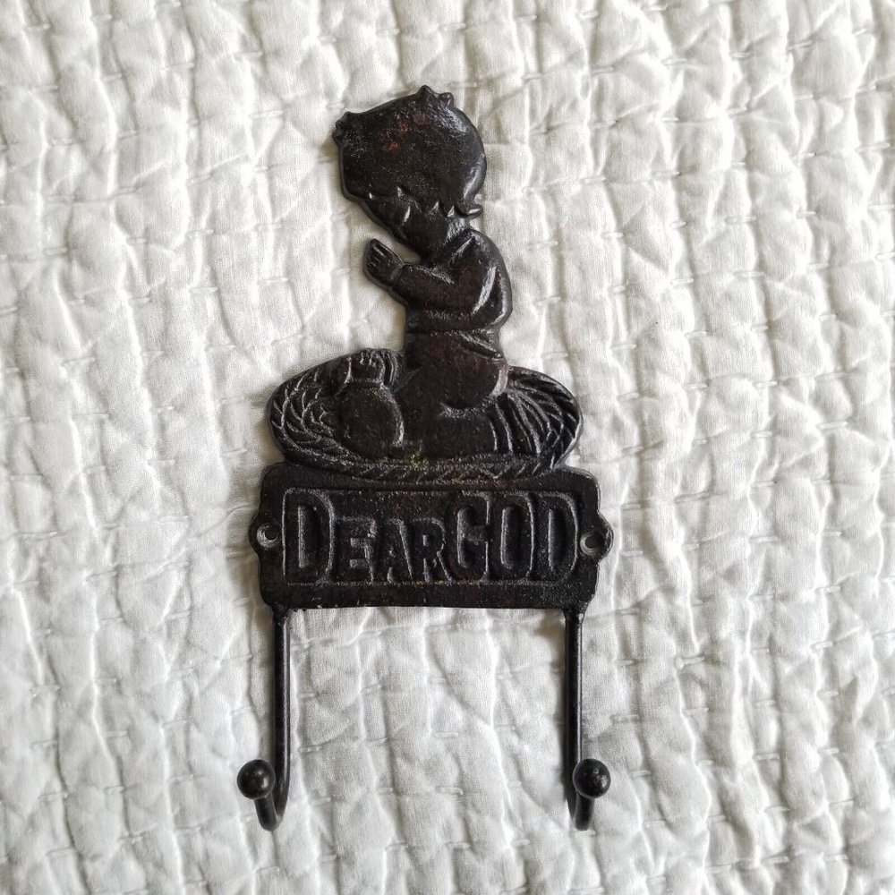 Metal "Dear God" Praying Boy Wall Hook Children's Room Decor